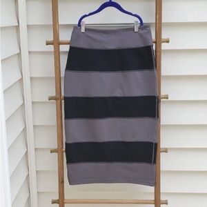 Striped Pencil Skirt in Gray and Black